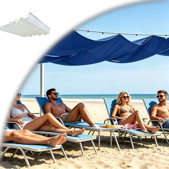 Retractable Wave Sun Shade Sail, Water Proof UV and Sun Protection Canopy Shade Cover with Mounting Kit for Outdoor Pergola Garden Sun Room Patio
