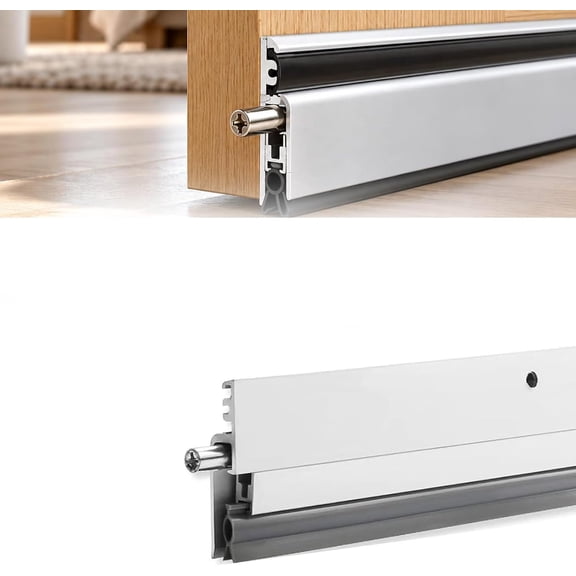 Retractable Weather Seal for Door,Automatic Door Bottom Sweep,Aluminum Alloy Draft Stopper for Interior & Exterior Doors.(27.5-31.5in(Dust Strip Length))