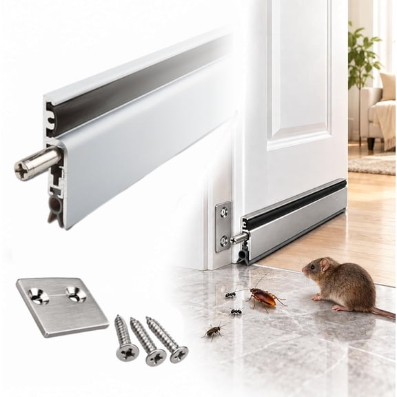 Retractable Weather Seal for Door, Retractable Door Sweep, Aluminum Automatic Weather Seal for Bottom Gaps, Mechanical Retracting Seal Lowers at Closing to Cover 015 Mm Gaps While Lifting Clear