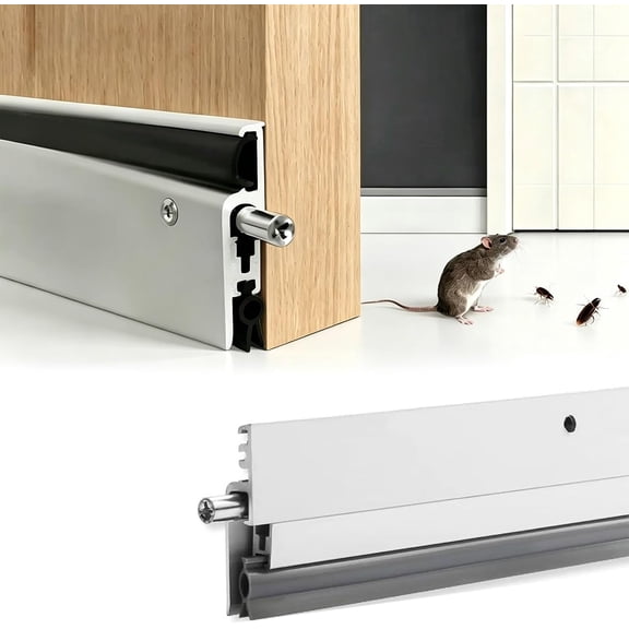 Retractable Weather Seal For Door, Retractable Door Sweep, Aluminum Automatic Weather Seal For Bottom Gaps, Mechanical Retracting Seal Lowers At Closing To Cover 3–15 Mm Gaps While Lifting Clear