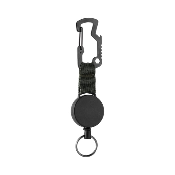 Retractable Webbing Keychain Carabiner Model B - Retracting Mechanism, Durable Webbed Strap, Secure Metal Clip, Quick Release, Easy Key Attachment - For Hiking, Camping, Outdoor