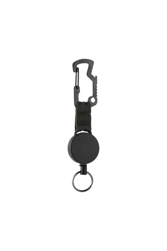 Retractable Webbing Keychain Carabiner Model B - Retracting Mechanism, Durable Webbed Strap, Secure Metal Clip, Quick Release, Easy Key Attachment - For Hiking, Camping, Outdoor