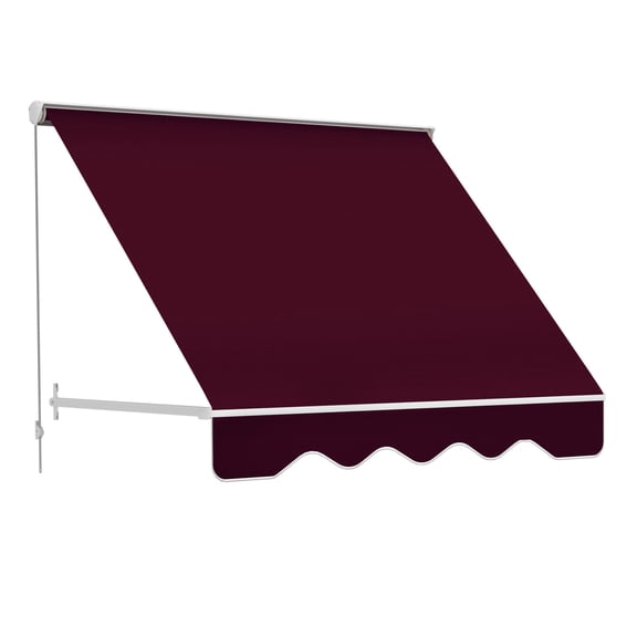 Retractable Window Awning 6ft, Manual Patio Sun Shade Shelter, Aluminum Frame, Wine Red