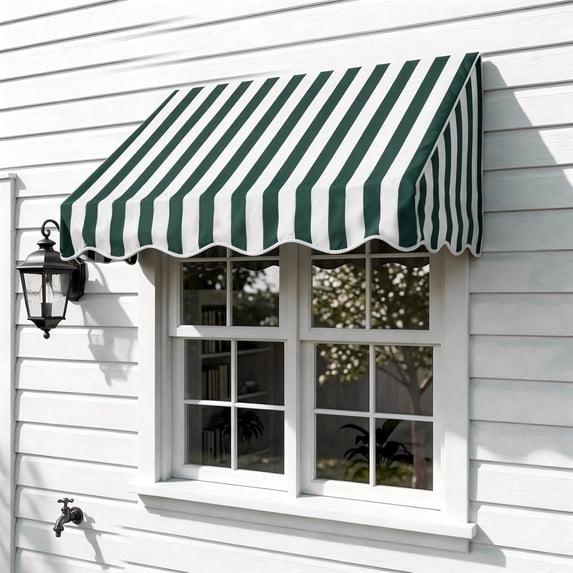 Retractable Window Door Awning, Waterproof Polyester & Anti-Rust Galvanized Steel, Pull Cord Operated for Home Balcony Porch Shop Restaurant