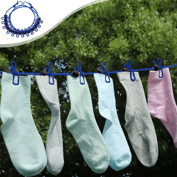 Retractable Windproof Clothesline - Plastic, 12 Clothespins & Fixed Buckle, Multi-Color Options, Portable for Travel/Outdoor Drying (70.87in, 216g)