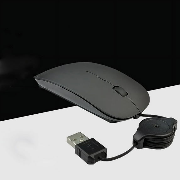 Retractable Wired Mouse Notebook computer telescopic wired mouse Silent Mouse USB Optical Mouse for Office,Games