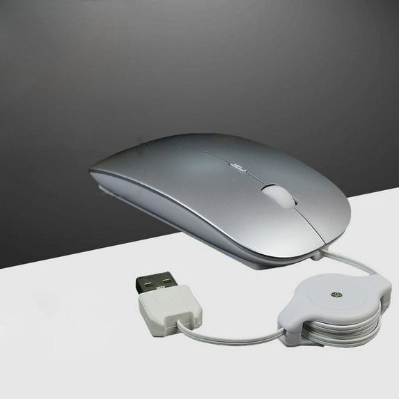 Retractable Wired Mouse Notebook computer telescopic wired mouse Silent Mouse USB Optical Mouse for Office,Games