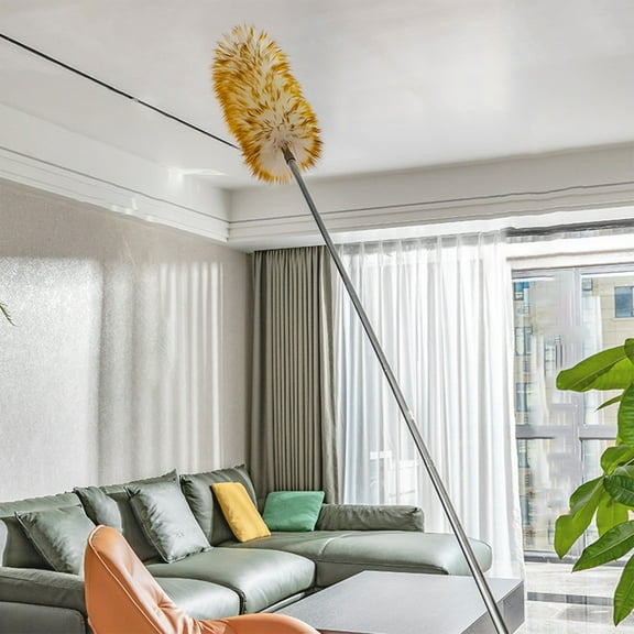 Retractable Wool Hand Duster | Microfiber Dust Cleaner with 22-55in Stainless Steel Extension Pole | Bendable, Washable, Lightweight | Cleans Ceiling Fans, Furniture, Blinds, Walls | 3.14x3.14x55in