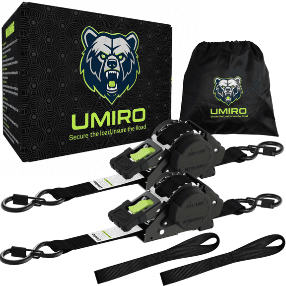 Retractable Ratchet Strap Tie Down Straps 1''*12' `1760LBS Break Strength 2 pack Black Green