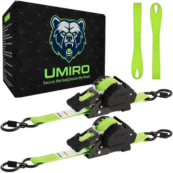 Retractable ratchet strap 2 pack Green