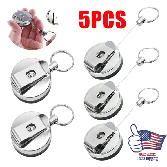 Retractable w/ Carabiner Belt Clip Ring Badge Holder For ID Card Name Keychain