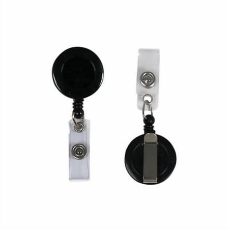 C-line Retracting ID Card Reels, Black, Belt Clip with Snap-on ID Strap, 25/BX, 89221