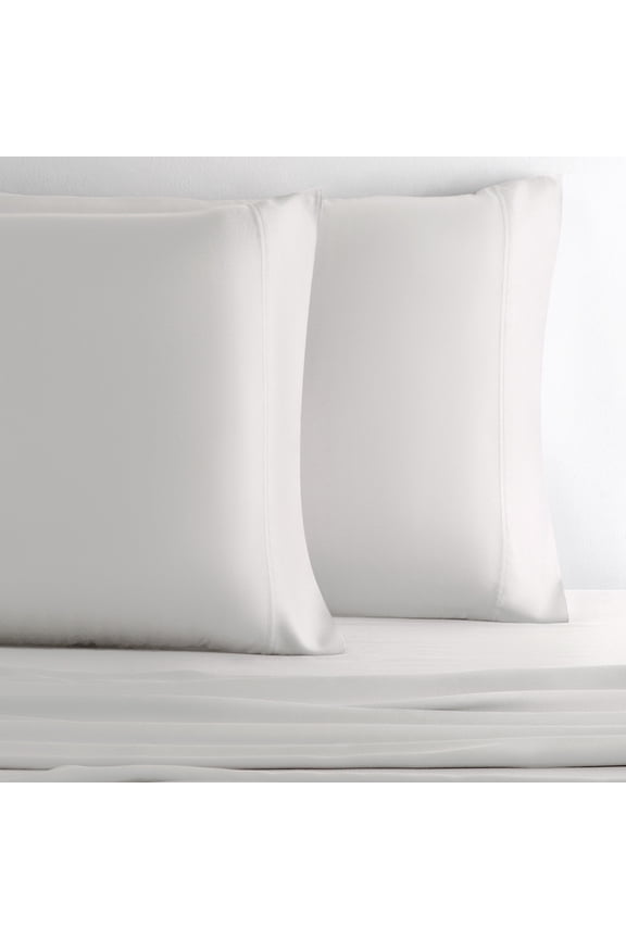 Natural Sateen Retreat Pillowcase Lyocell from Bamboo Standard 2-Piece Set White