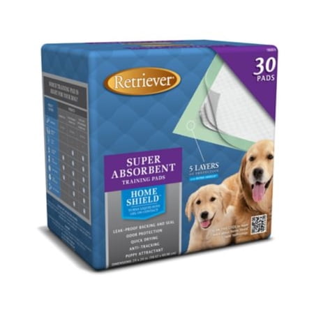 Retriever 23in x 24in Absorbent Dog Training Pads with Home Shield, 30 Count