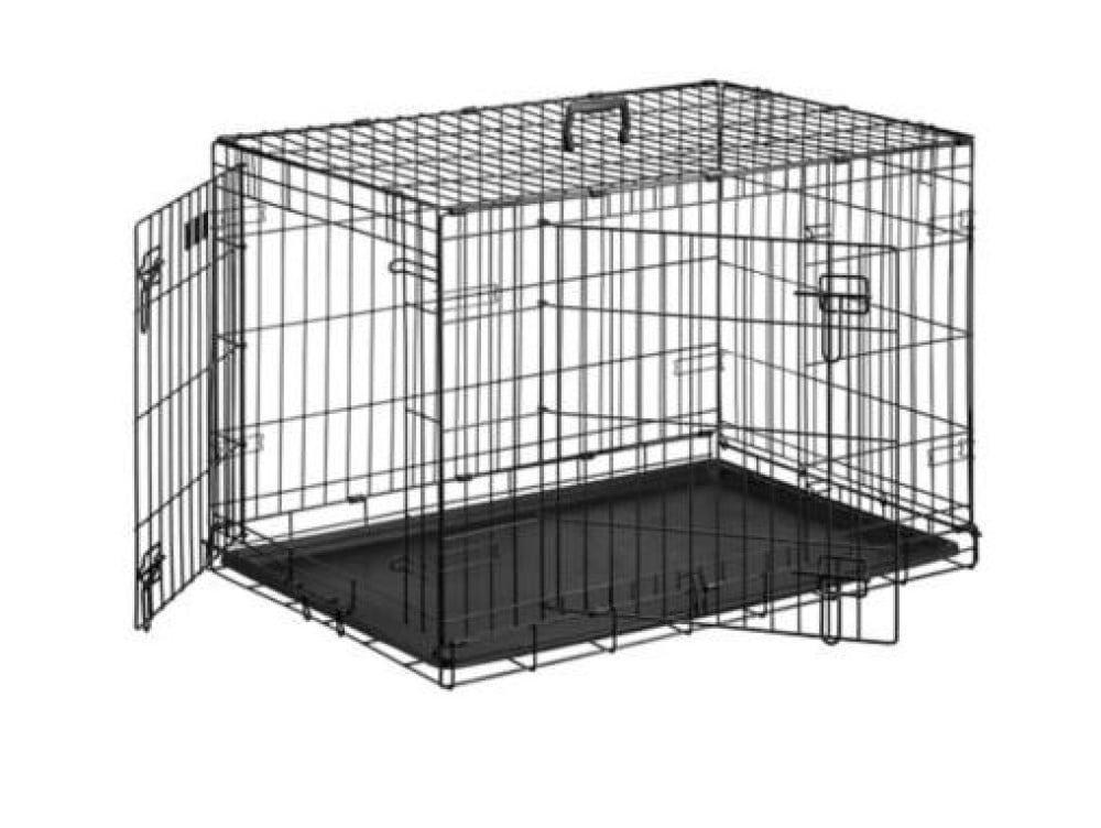 Extra Small Black Steel 2-Door Dog Crate