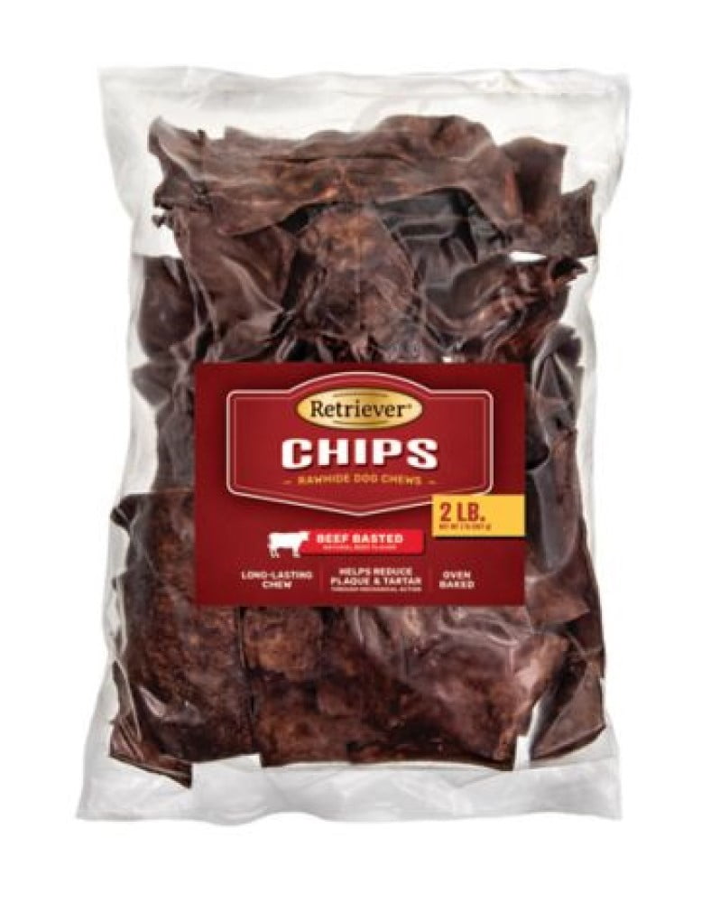 Retriever Chips 2lb OvenBaked Natural Beef Flavor Basted Rawhide Dog Chew Treat