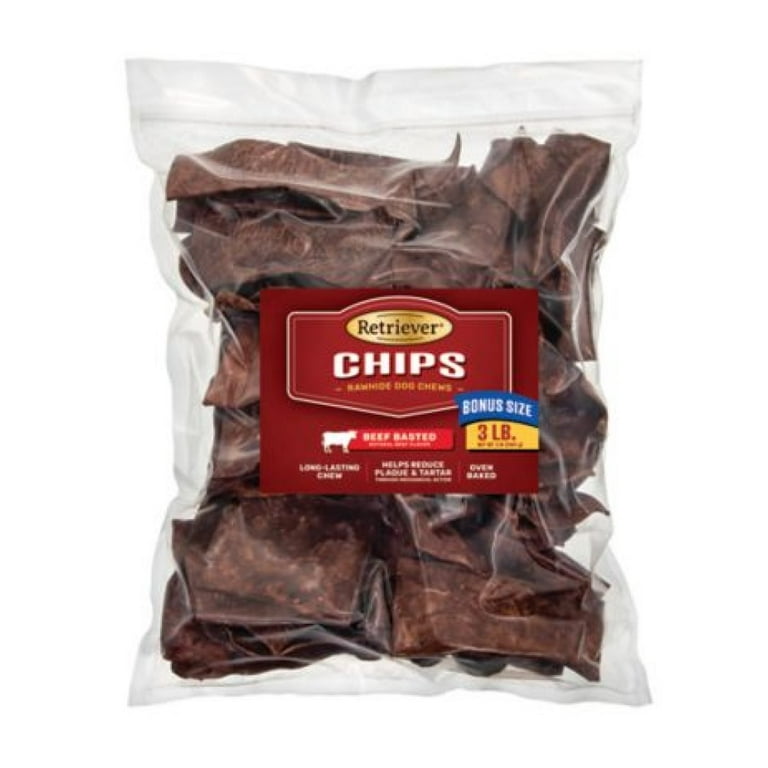 Retriever Chips 3lb Oven Baked Natural Beef Flavor Basted Rawhide Dog Chew Treat Walmart
