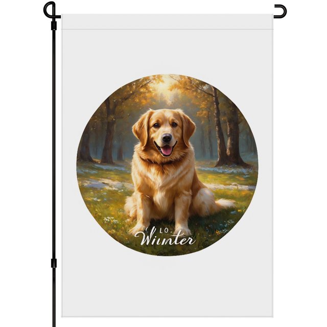 Retriever Dog Garden Flag for Outdoor Colorful Cartoon Puppy Stickers