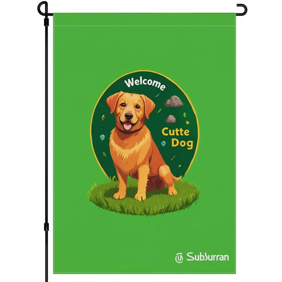Retriever Dog Golden Retriever Double Colored Garden Flag Happy Smile Cute Dog Face Durable Animated Decoration 28x40 Inches, Puppy Stickers House Decor for Outdoor Balcony Patio
