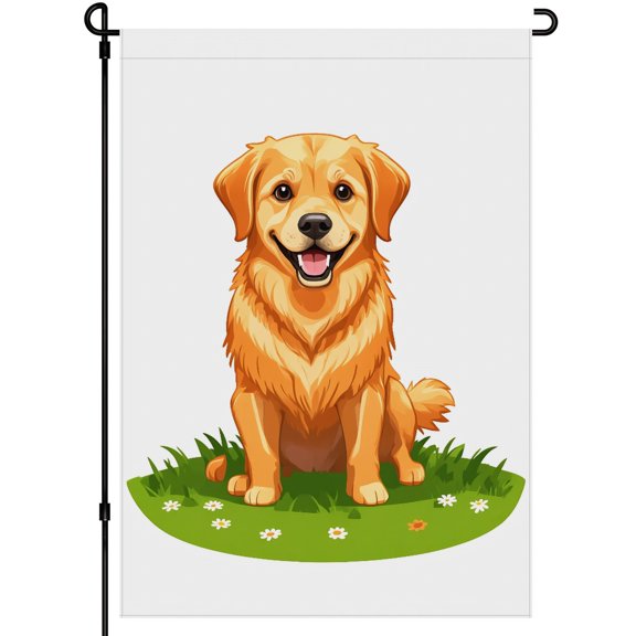 Retriever Dog Outdoor Garden Flag Durable Happy Smile Porch Flag Golden Retriever Seasonal Floral Colorful Cartoon Camping Flag for Backyard Farmhouse Patio Decoration 28x40 Inch