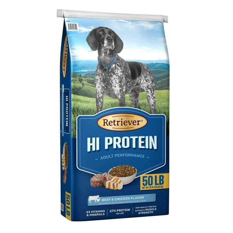 Retriever High Protein Adult Performance Beef Chicken Dry Dog Food 50lb Bag Walmart