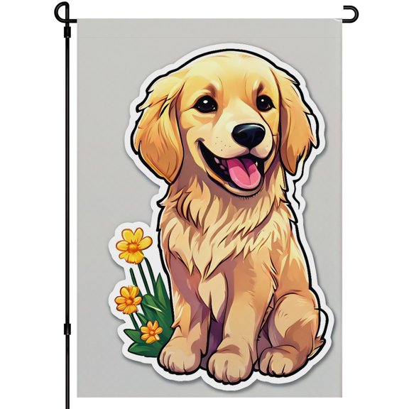 Retriever Large Garden Flag Durable Cute Dog Face Golden Retriever Colorful Cartoon Outdoor Garden Decor - Happy Smile Puppy Stickers Outdoor Garden Flag for Home House Backyard Porch - 28x40in