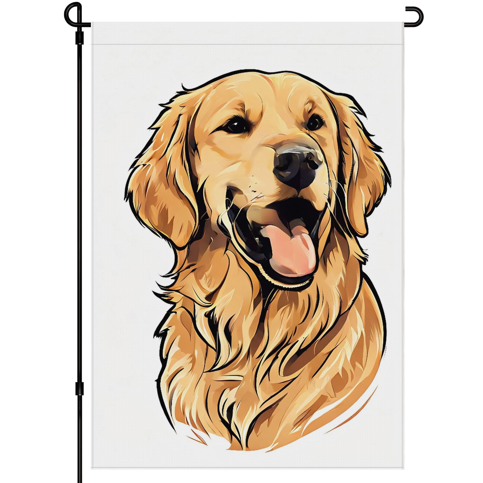 Retriever Outdoor Garden Flag Decoration for Patio Backyard Outdoor - Versatile Washable Durable Animated Decoration - Double-Side Simple Line Cute Dog Face House Flag 28x40in