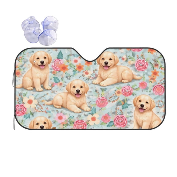 Retriever Puppy Cute Dog Car Windshield Sun Shade Universal Fit Auto Sun Visor Protector
