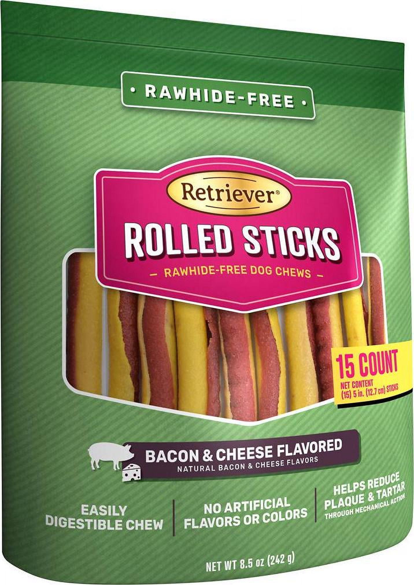 Retriever Rolled Sticks Bacon and Cheese Flavor RawhideFree Dog Chew
