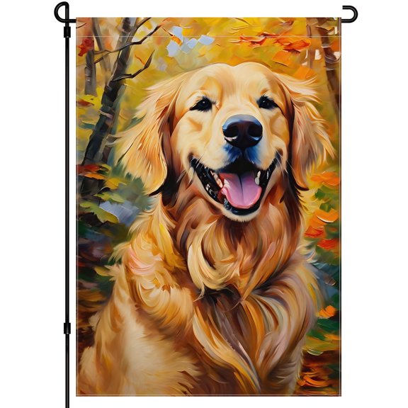 Retriever Yard Flags - Deco for Front Door Backyard Outdoor Yard 28x40inch - Cute Dog Face Golden Retriever Durable Porch Flags - Double Side Versatile Animated Decoration