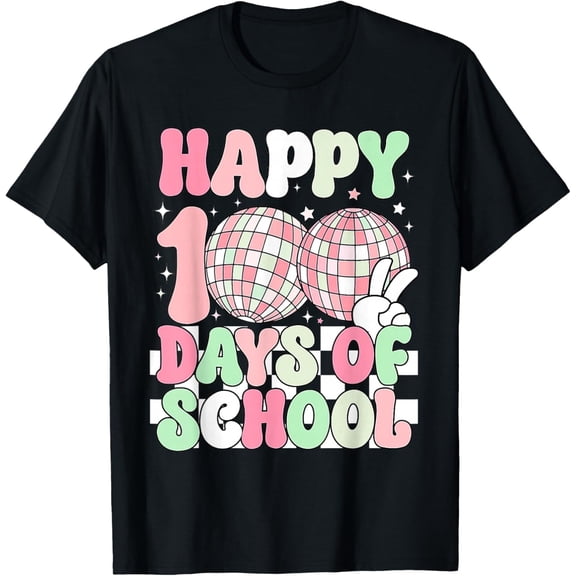 Retro 100 Days Happy 100th Day of School Teacher Adult T-shirt