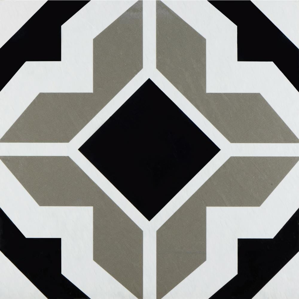 Retro Black and Grey 12-Inch Self-Adhesive Vinyl Floor Tiles