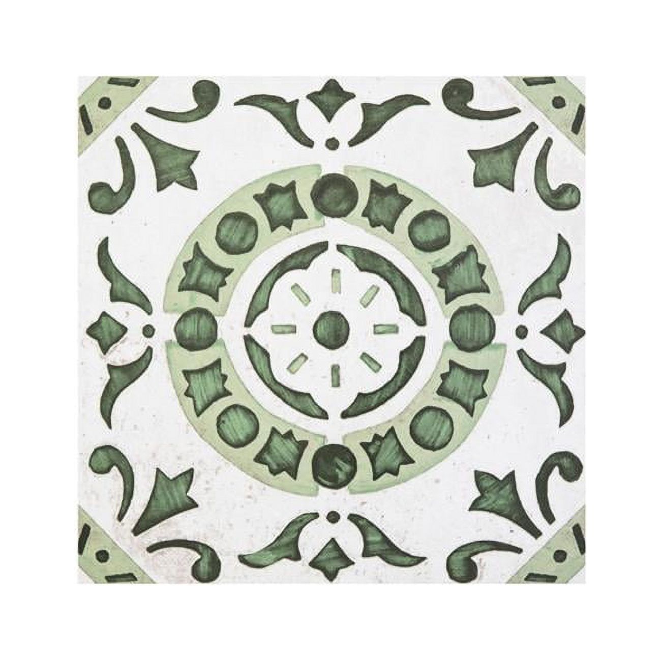 Retro 12 x 12 in. Self Adhesive Vinyl Floor Tile Green Medallion 20