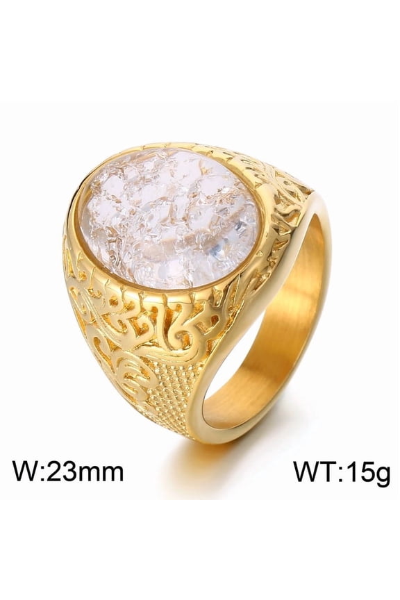Retro 14K Yellow Gold Rings Luxury Big Stone men Women Rings Wedding Couple Fashion Jewelry