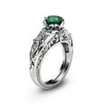 thumbnail image 1 of Retro 14k White Gold Emerald Engagement Ring, 1 of 4