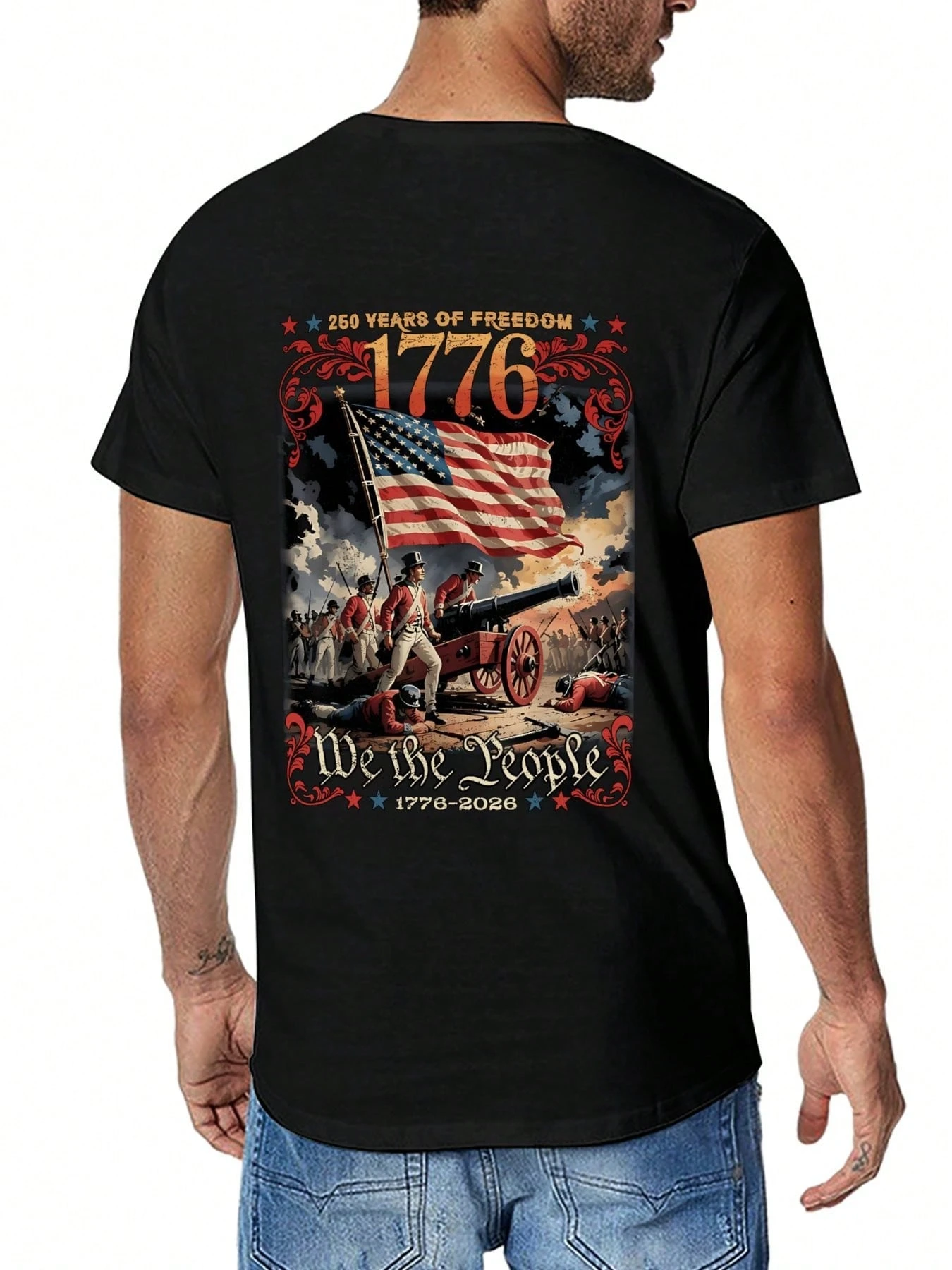 Retro 1776 We the People Patriotic Men's T-Shirt - 250 Years of Freedom ...