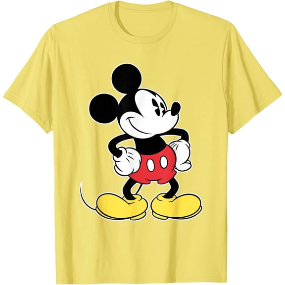 Retro 1928 Classic Mickey Mouse DTG Print Unisex T-Shirt,Cornsilk Color,Size L