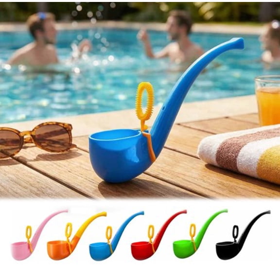Retro 1960s Bubble Pipe – Novelty Soap Bubble Blower for Outdoor Parties – Vintage Style Conversation Starter Toy (Black)