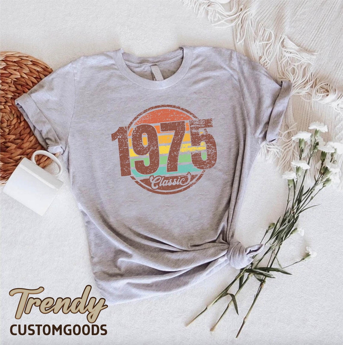 Awesome Since 1975 T-Shirt - 50th Birthday Gift For Men, Customizable Birth Year & Color - View #10