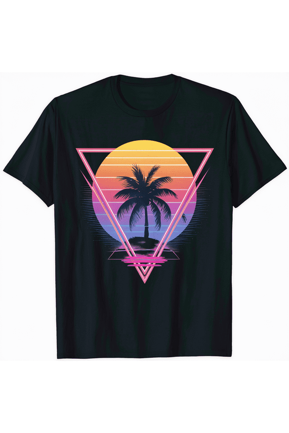 Retro 1980s 1990s Vaporwave Palm T-Shirt Cool Vintage Graphic Tee