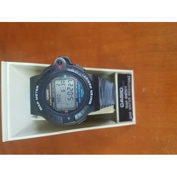 Retro 1990 Casio Black MAP100 MAP-100 MAP METER WR 50m