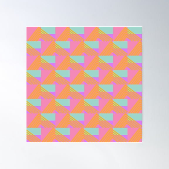Retro 1990S Bright Geo Pattern Poster Wall Art, Modern Wall Decor For Living Room Bedroom, 24x24 UNFRAMED