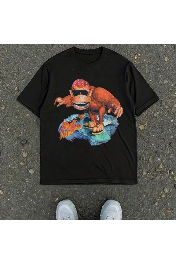Retro 1995 Funky Ape Surf Graphic Tee Vintage Style Unisex Shirt
