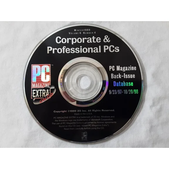 Retro 1998 Cd-Rom Pc Magazine Back Issue Database 9-23-97 10-20-98 Free Shipping