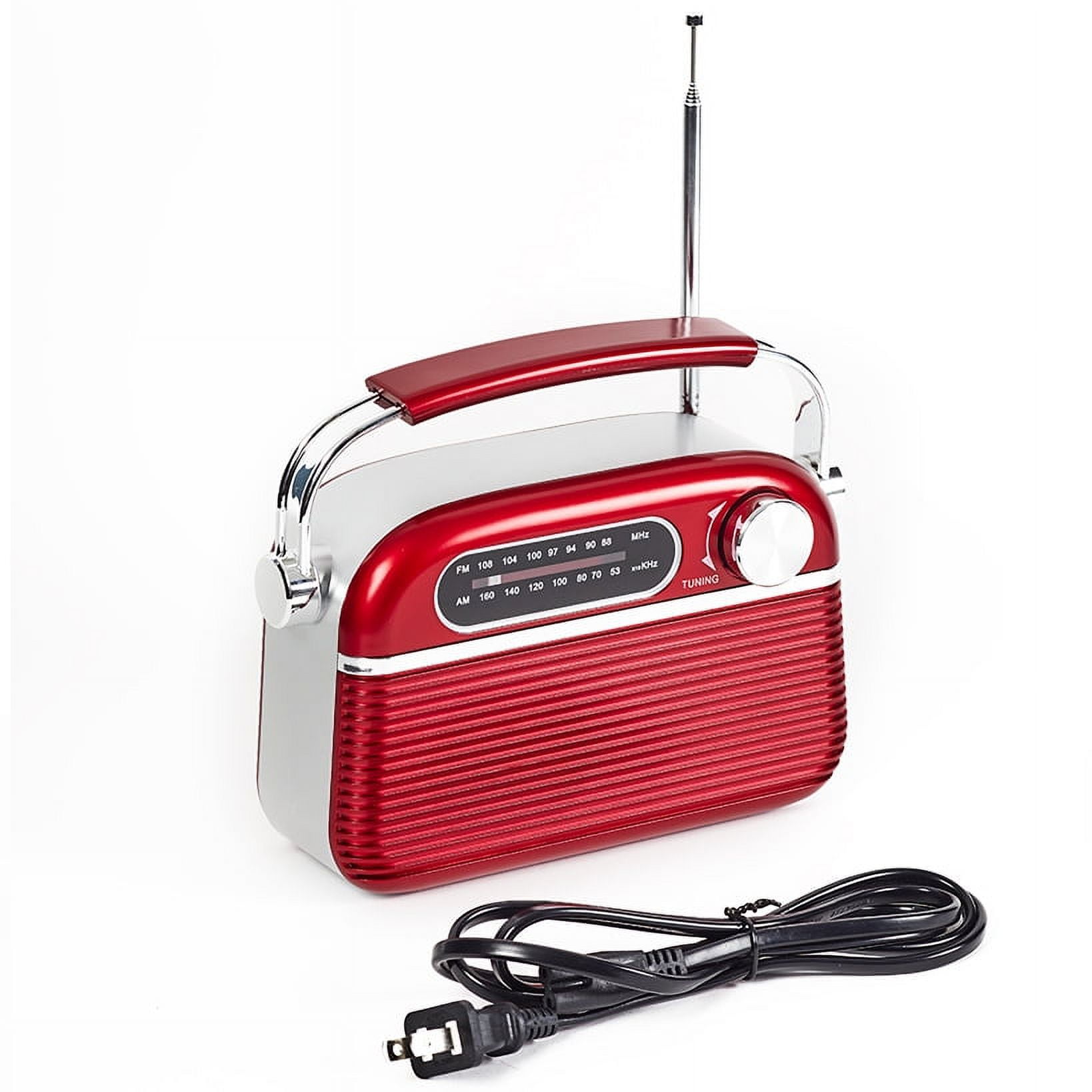 Retro Portable 2-Band AM/FM Radio with Earphones Adapter, Battery ...