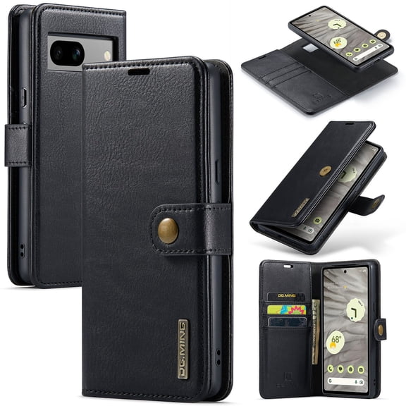 Retro 2 In1 Detachable Leather Wallet Case for Google Pixel 8 Pro 8A Pixel 7 Pro 7A Pixel 6 Pro 6A Wallet Case with Card Holder Magnetic Leather Phone Cases