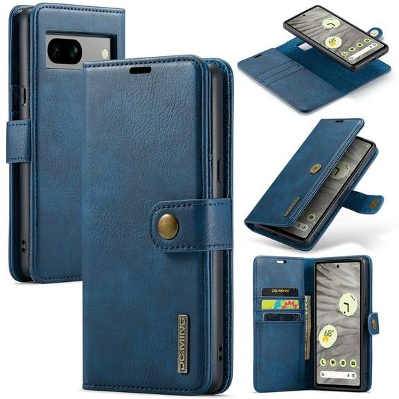 Retro 2 In1 Detachable Leather Wallet Case for Google Pixel 8 Pro 8A Pixel 7 Pro 7A Pixel 6 Pro 6A Wallet Case with Card Holder Magnetic Leather Phone Cases