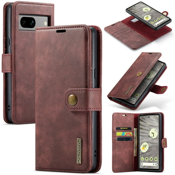 Retro 2 In1 Detachable Leather Wallet Case for Google Pixel 8 Pro 8A Pixel 7 Pro 7A Pixel 6 Pro 6A Wallet Case with Card Holder Magnetic Leather Phone Cases