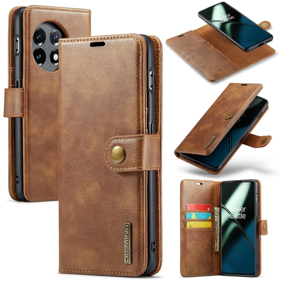 Retro 2 In1 Detachable Leather Wallet Case for OnePlus 12 OnePlus11 OnePlus 10R 10Pro ACE Nord N20 N200 Nord2 9RT 9Pro OnePlus9 8T 8Pro Wallet Case with Card Holder Magnetic Leather Phone Cases