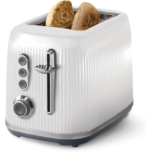 Retro 2-Slice Toaster with Quick-Check Lever, Extra-Wide Slots, Impressions Collection, White